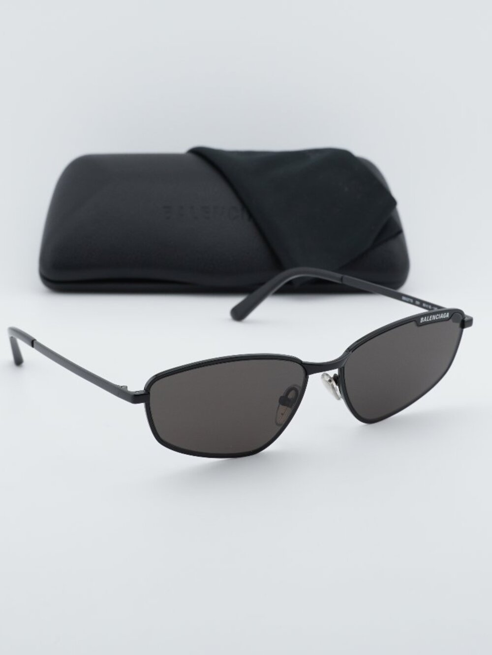 Balenciaga BB0277S 001 Unisex Rectangle Sunglasses - Black / Grey